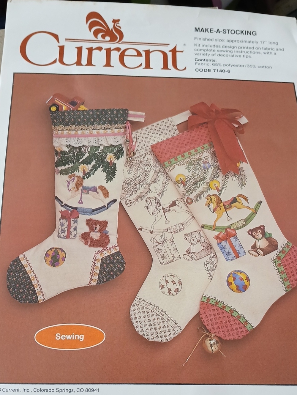 Current Make-A-Stocking Sewing Kit Cream Stocking Toy Print 7149-6